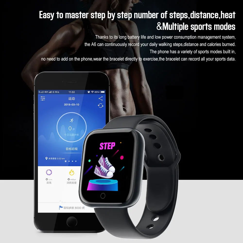 D20 Pro Smart Watch Y68 Bluetooth Fitness Tracker Sports Watch Heart Rate Monitor Blood Pressure Smart Bracelet for Android IOS 5