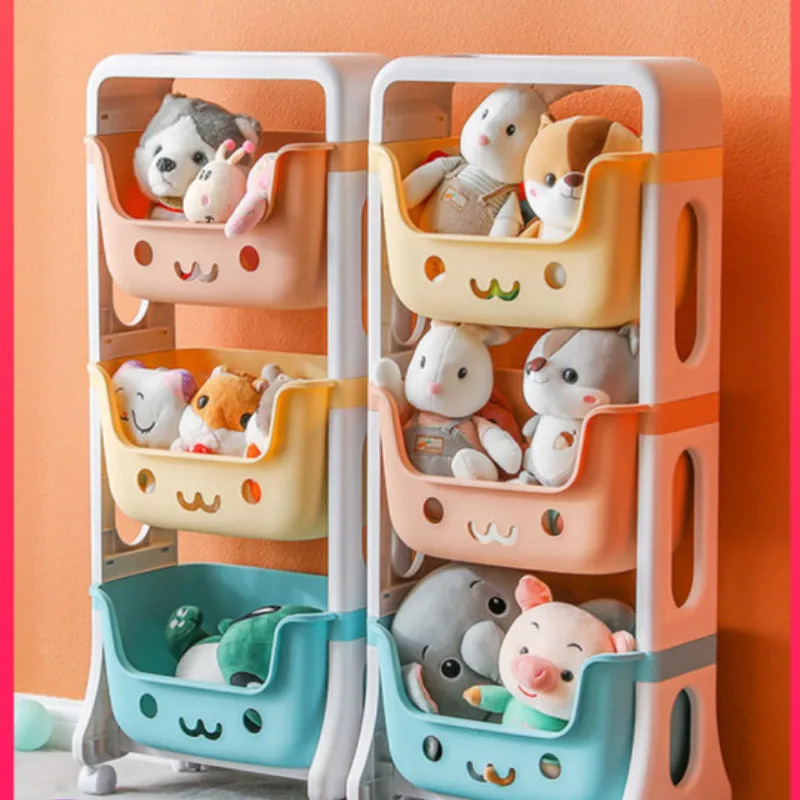 

Movable Home Kid Toy Storage Basket 2/3 Layer Household Book Sundries Organizer Container Large Capacity Kitchen Tank With Wheel