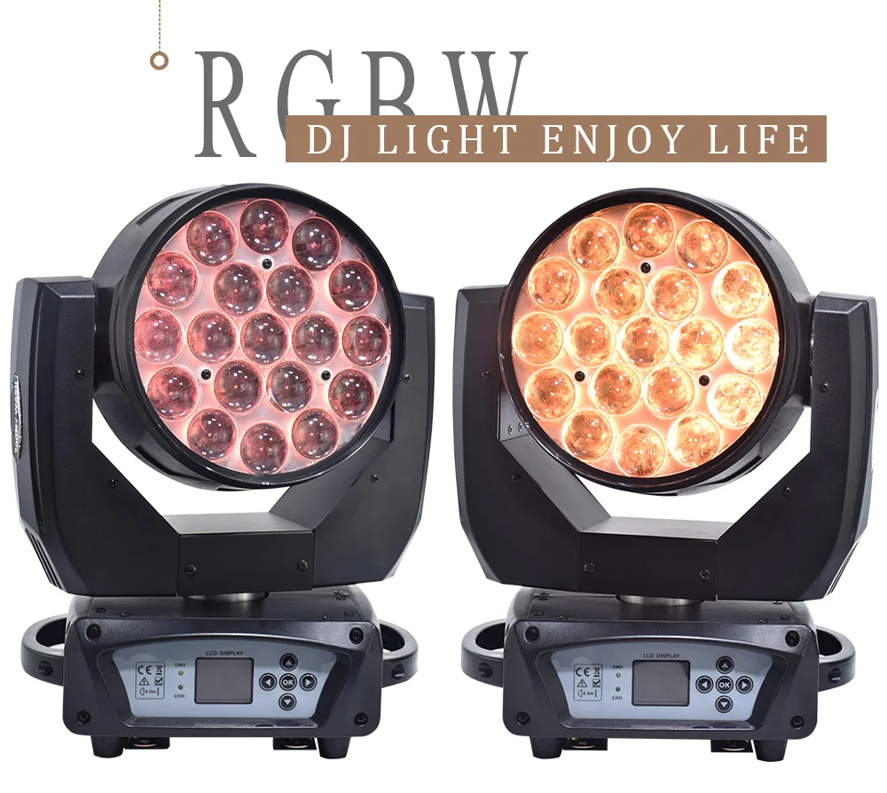 Высокое качество 19x15 RGBW 4в1 Zoom Wash луч светодиодный пчелиные глаза движущийся головной светильник s для сцены Dj диско лазерный светильник