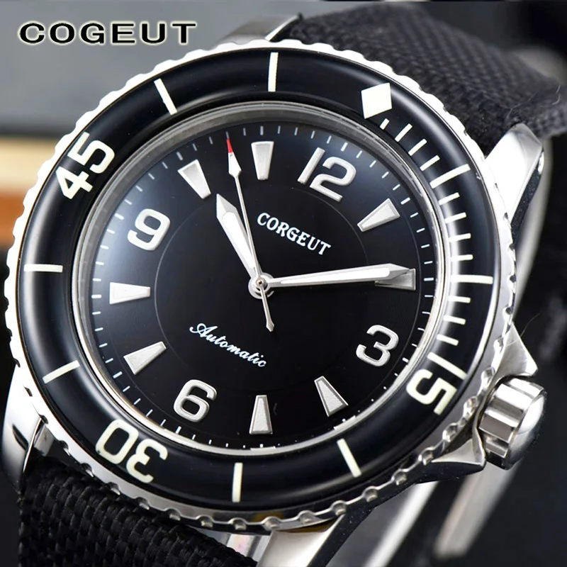 Брендовые мужские часы CORGEUT, автоматические механические часы 45 мм, спортивные часы Fifty, кожаные повседневные Ретро часы, наручные часы
