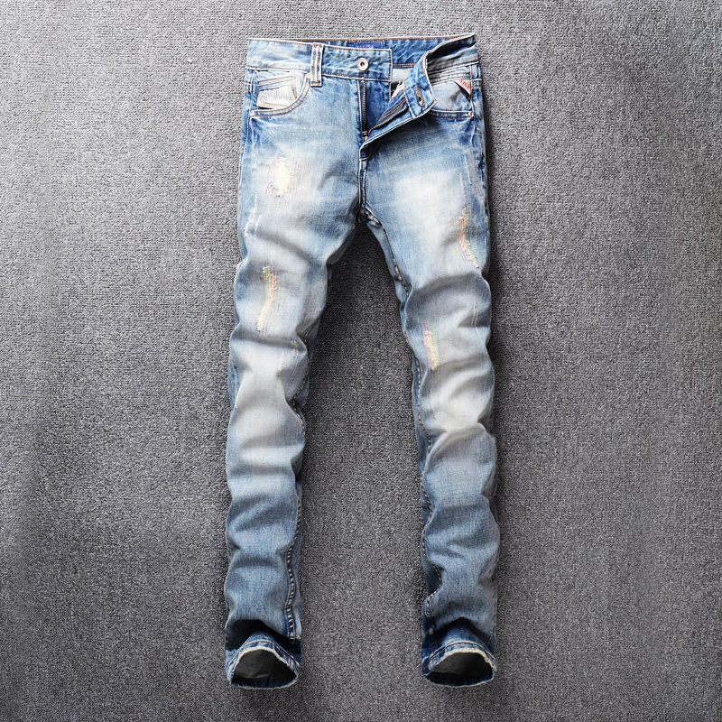 blue ripped jeans men