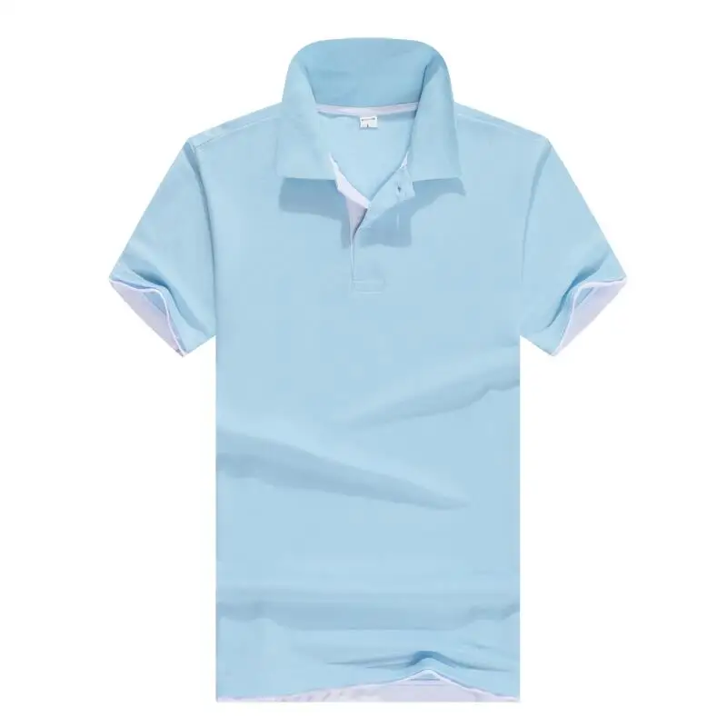 Nouveau поло de marque для мужчин дизайнерские поло hommes \ coton с коротким рукавом chemise Маркес Maillot golft - Цвет: Skyblue-White