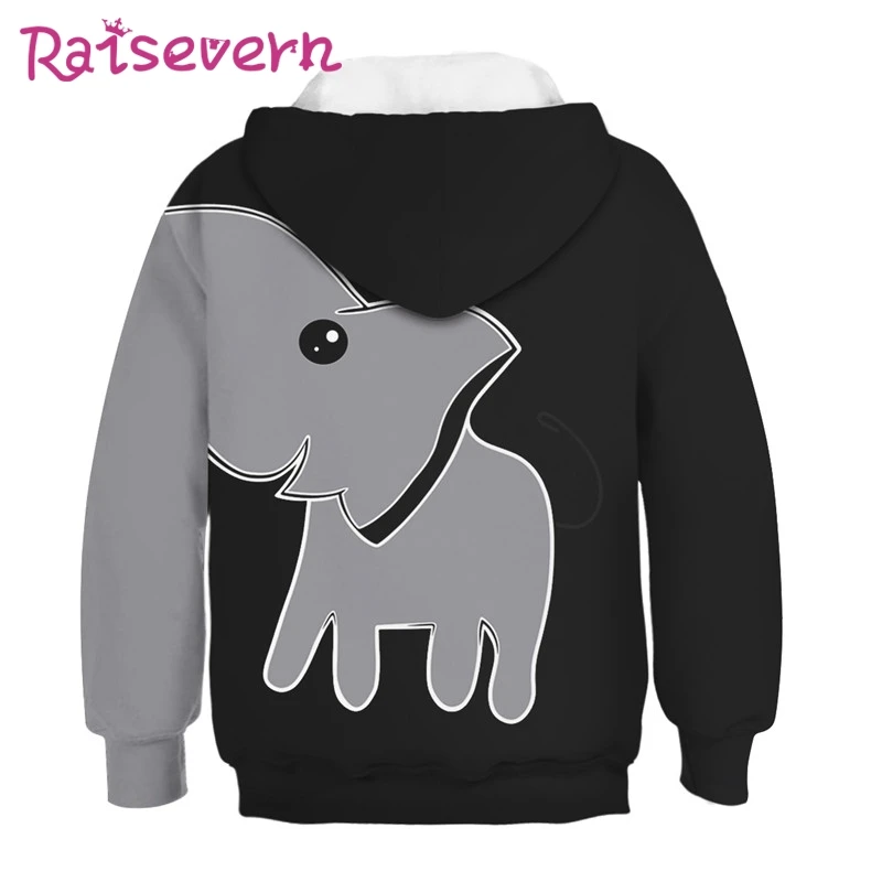 Elephant 3D Print Children Hoodies Animal Printed Unisex Hooded Girls Boys Jackets Sweatshirts Autumn Winter Kids Tops