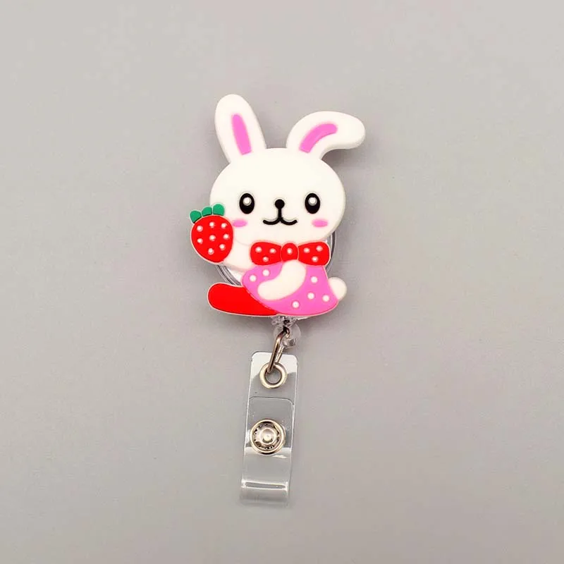 Retractable Badge Reel Retractable ID Tag Retractable ID Lanyard 60cm Silicone Cute Panda Ladybird Animals Retractable Badge Reel