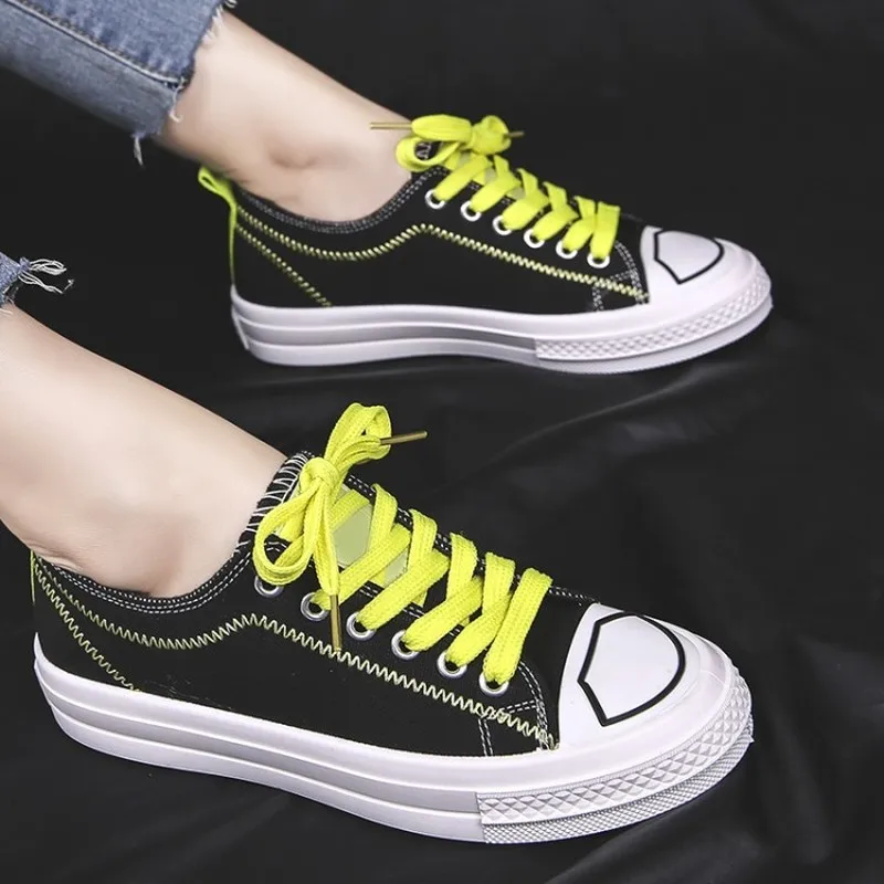 

2020 Women vulcanized sneakers breathable flat casual white shoes woman spring and autumn canvas shoes Zapatillas Mujer K19-35