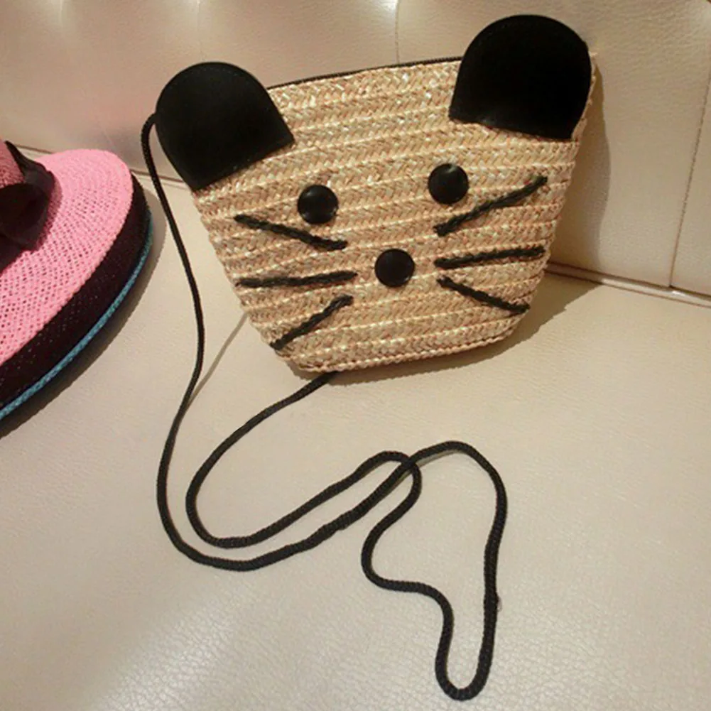 

Straw Summer Travel Shopping Cartoon Mouse Shoulder Bag Crossbody Bag Gift
