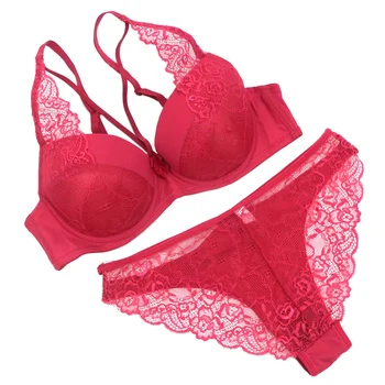 

Women Bra Briefs 2 Pcs Set Sexy Push Up Lace Decoration Underwear Suit Fashion Novel Solid Color Bra Sets