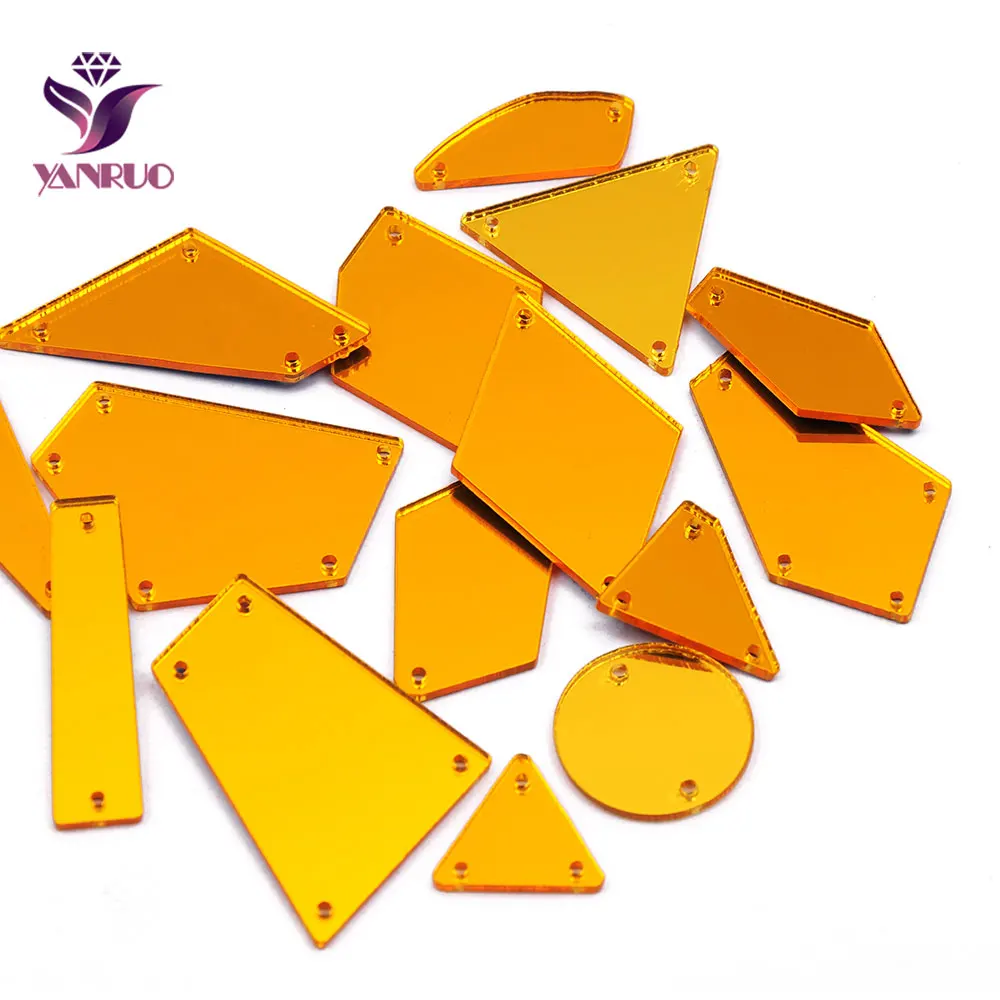 YANRUO 30 шт. золотые акриловые Пришивные зеркальные простыни для шитья стразы