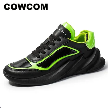 

COWCOM 2020 Summer Leather Fashion Lightweight Outdoor Casual Shoes Breathable Non-slip Sports Running Men's Shoes LZZ
