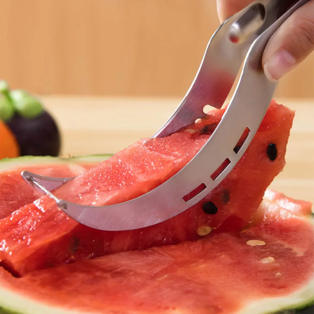 Affettatrice anguria con manico coltello per tagliare frutta in acciaio inox utensile da cucina per tagliare frutta 11 cm di lunghezza melone estivo Length 25cm width 3cm Verde 