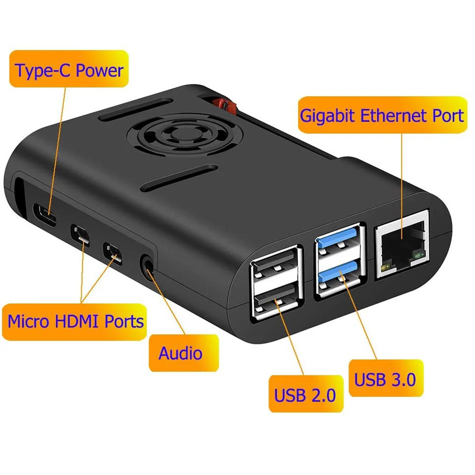 Aokin Raspberry Pi 4 Чехол для Raspberry Pi чехол с охлаждающим вентилятором, Raspberry Pi 4 радиатор для Raspberry Pi 4 Модель B, Pi 4B, Pi