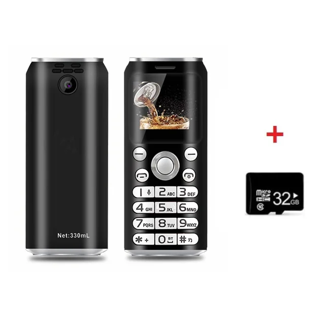 Мини мобильный телефон SATREND K8 1," cola в форме телефона Две sim-карты MP3 Bluetooth Dialer запись звонков размер пальца маленькие мобильные телефоны - Цвет: blk with 32g card