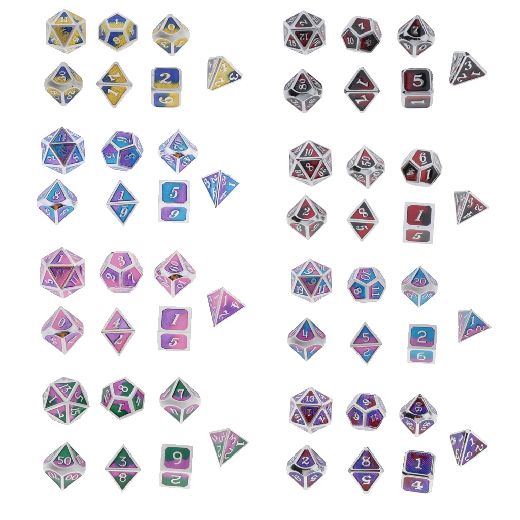 7 Pcs Polyhedral Dice Set D4 D6 D8 D10 D12 D20 Game Dice for Dungeons and Dragons Pathfinder DND RPG MTG Table Gaming Dices