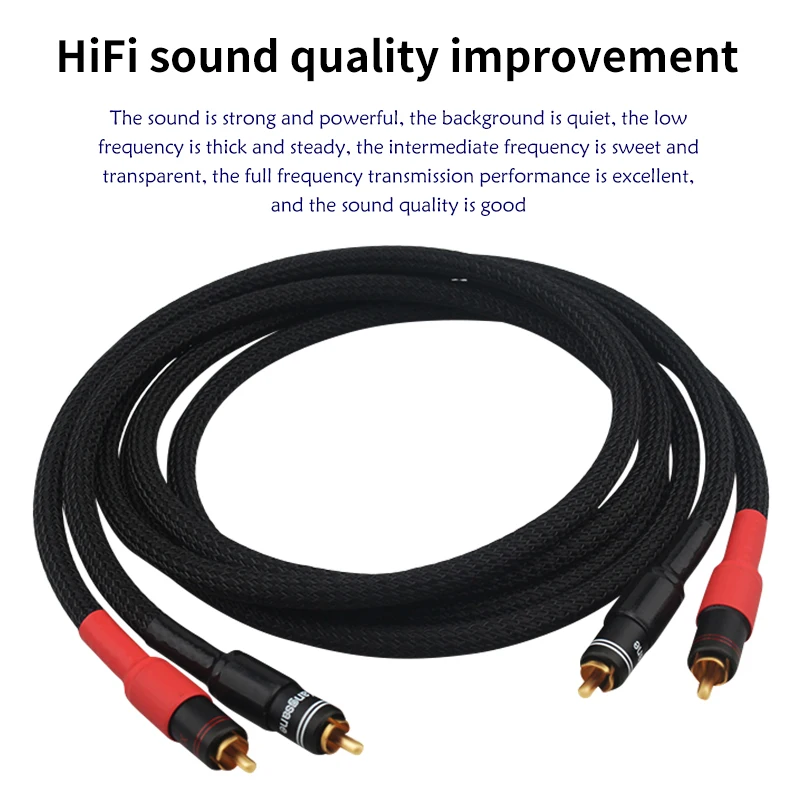 

high-quality 6N oxygen-free copper (OFC) signal cable double RCA pair of wire power amplifier audio connection