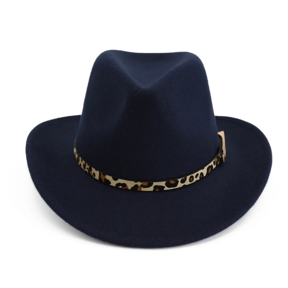 Fashion Men Women Wool Western Cowboy Hat With Belt Wide Brim Jazz Hat Sombrero Hombre Hat Church Hat