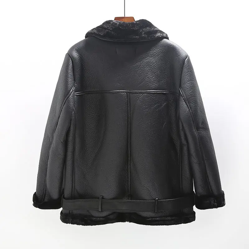 BF Стильная утепленная куртка из искусственной кожи для женщин Chaqueta Mujer зимнее пальто женская черная теплая мотоциклетная куртка женская верхняя одежда C5155