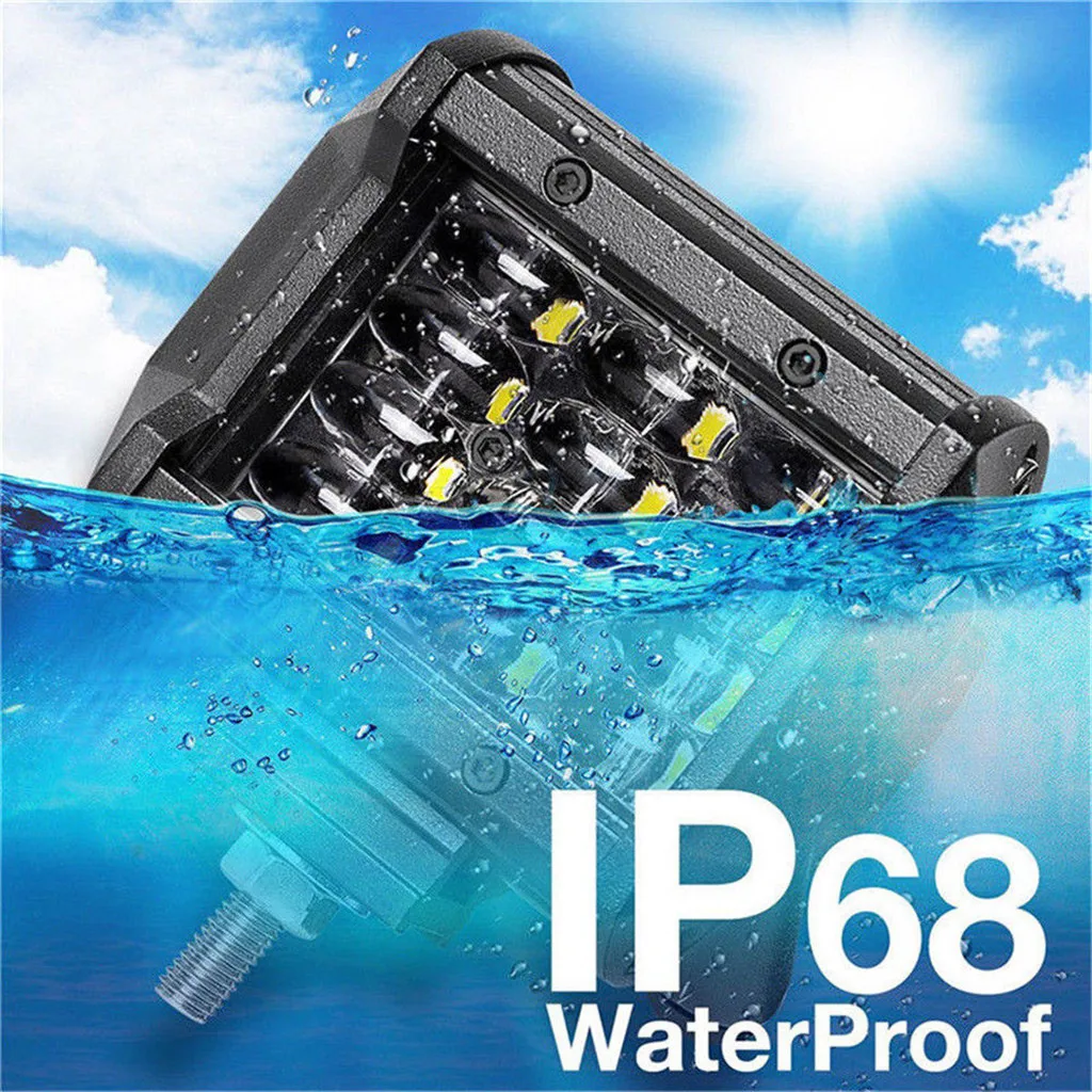 2 шт. 72 Вт IP68 Светодиодный рабочий светильник, бар, прожектор, пятно, внедорожный грузовик, туман, вождение, внедорожник, лодка для работы, вождение, внедорожная лодка, автомобиль, тягач