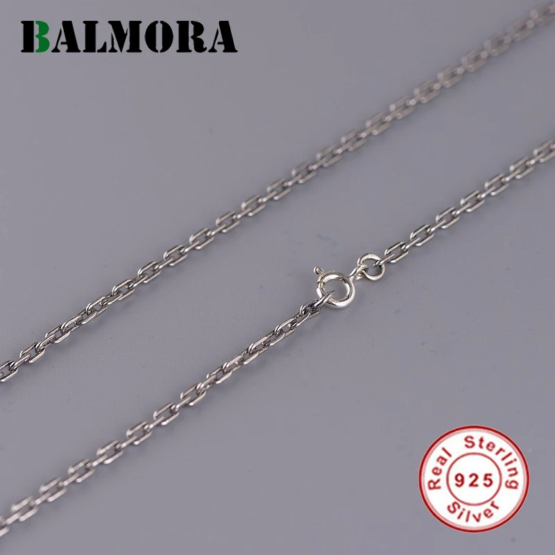 

BALMORA Real 925 Sterling Silver Chain Choker Necklaces for Women Men Couple Retro Link Chain for Pendant Simple Fashion Jewelry