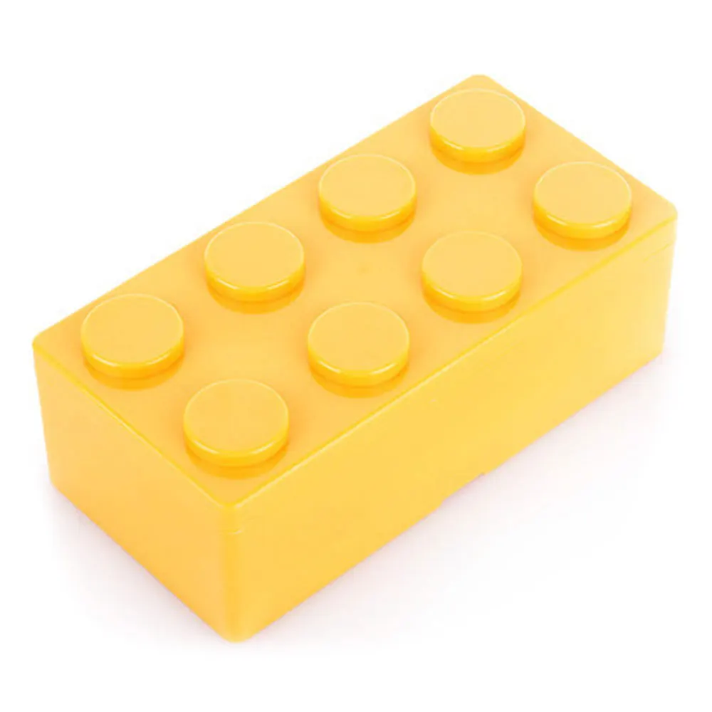 Rectangle Yellow Строительные блоки формы ящик для хранения пластиковые экономии пространства коробка наложенный Настольный удобный офисный дом хранения канцелярских принадлежностей - Цвет: Rectangle Yellow