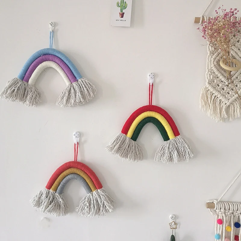 Rainbow Handmade Weaving Ornament Home Decoration Accessories Nordic Fresh Simple Kid Room Wall Decoration Hanging