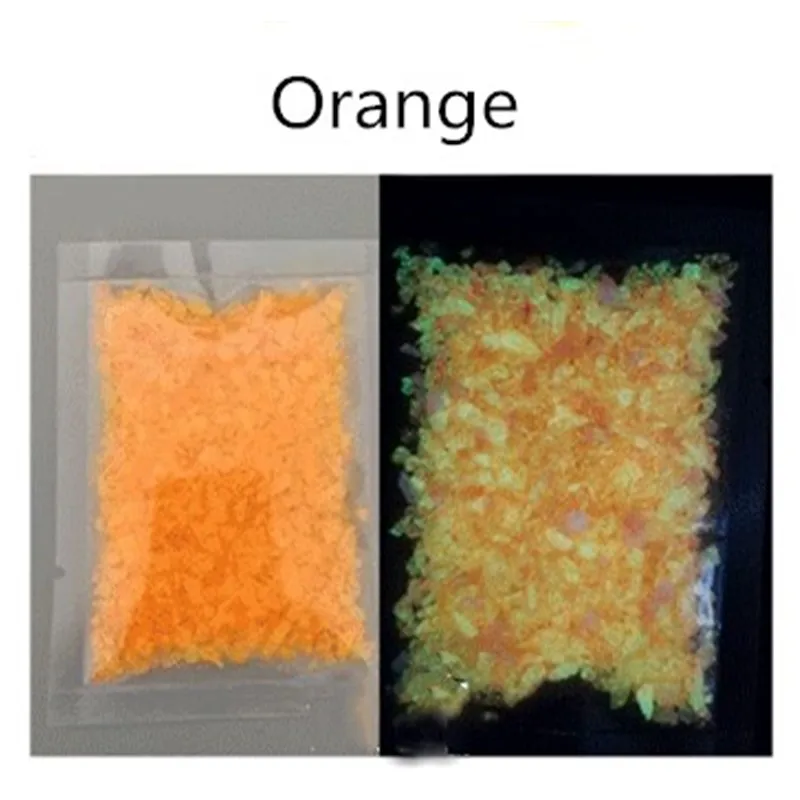 orange 1 мешок Красочный флуоресцентный светящийся порошок Супер Светящиеся частицы песок светится пигмент светится в темноте домашний вечерние Декор - Цвет: orange