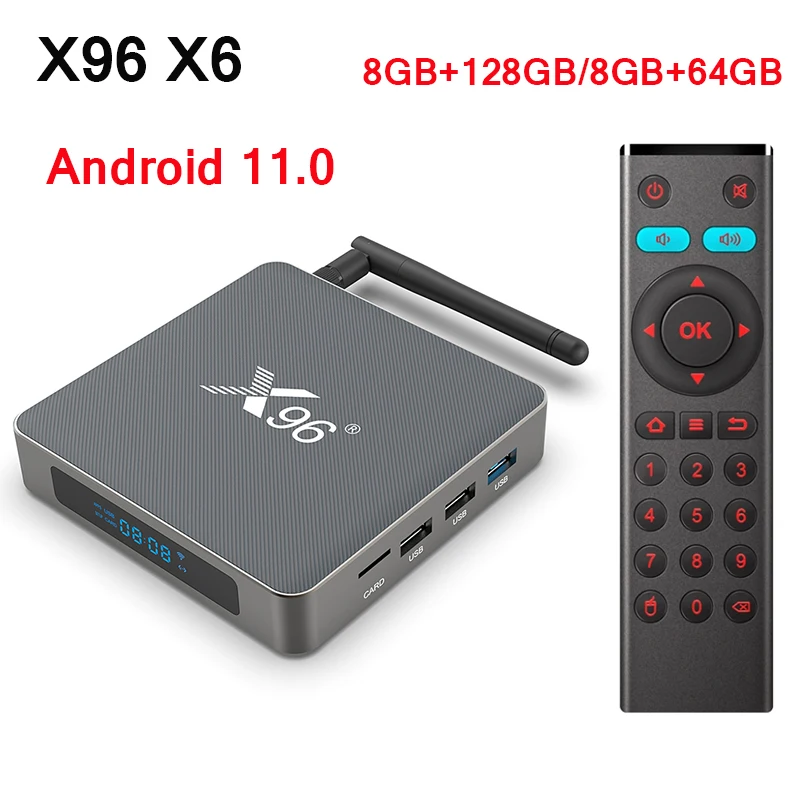 ТВ-приставка Rockchip RK3566 X96 X6 на ОС Android 11 8 + 64/128 ГБ 1000 Мбит/с 2 4 ГГц 5G двойной Wi-Fi