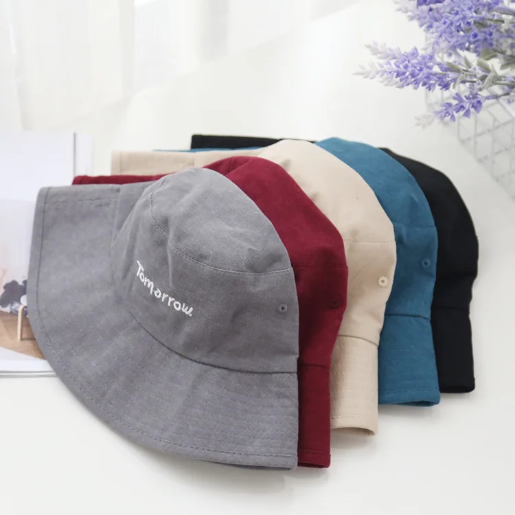 

2018 Cotton Textured Japanese-style Retro Lettered Bucket Hat Children Autumn And Winter Literature And Art Embroidered Bucket H
