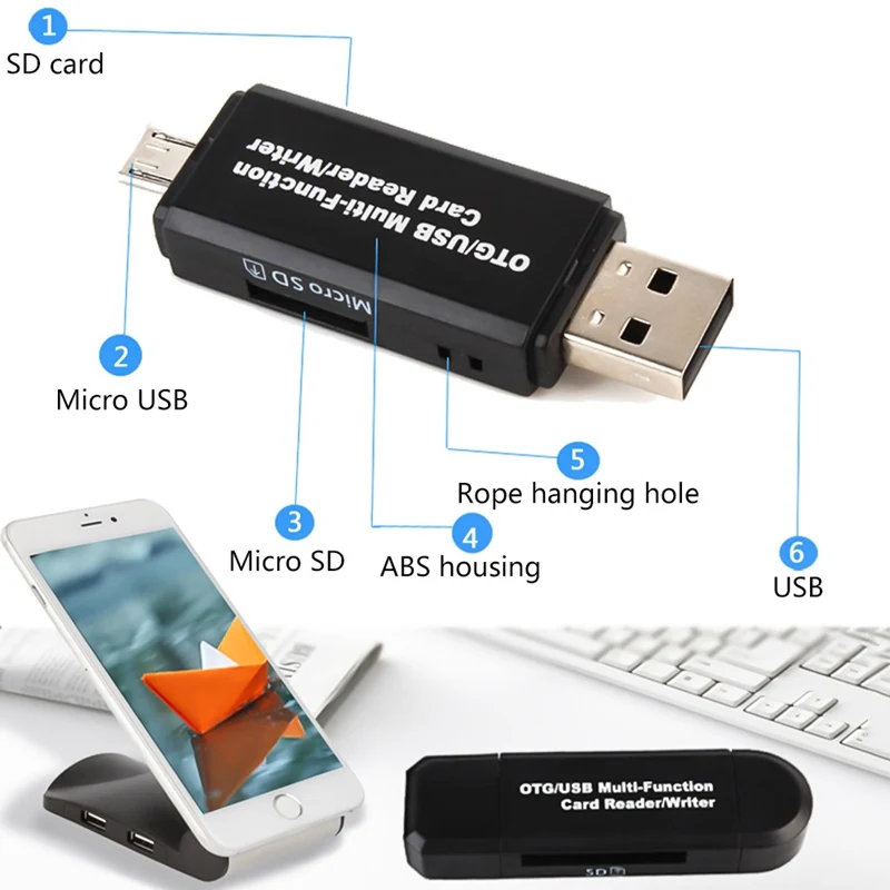 Считыватель карт памяти MINI USB 2,0 OTG Micro SD/SDXC TF адаптер для чтения карт для ПК ноутбука