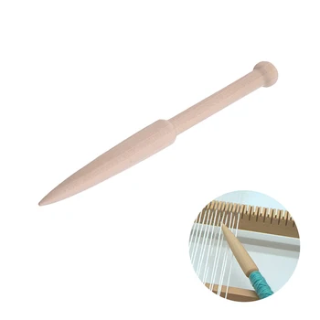 

1PC Weaving Tool Woodness Sweater Scarf Tapestry Bobbin Stick Single Head Shuttle rod DIY Loom Tools Knitting needle