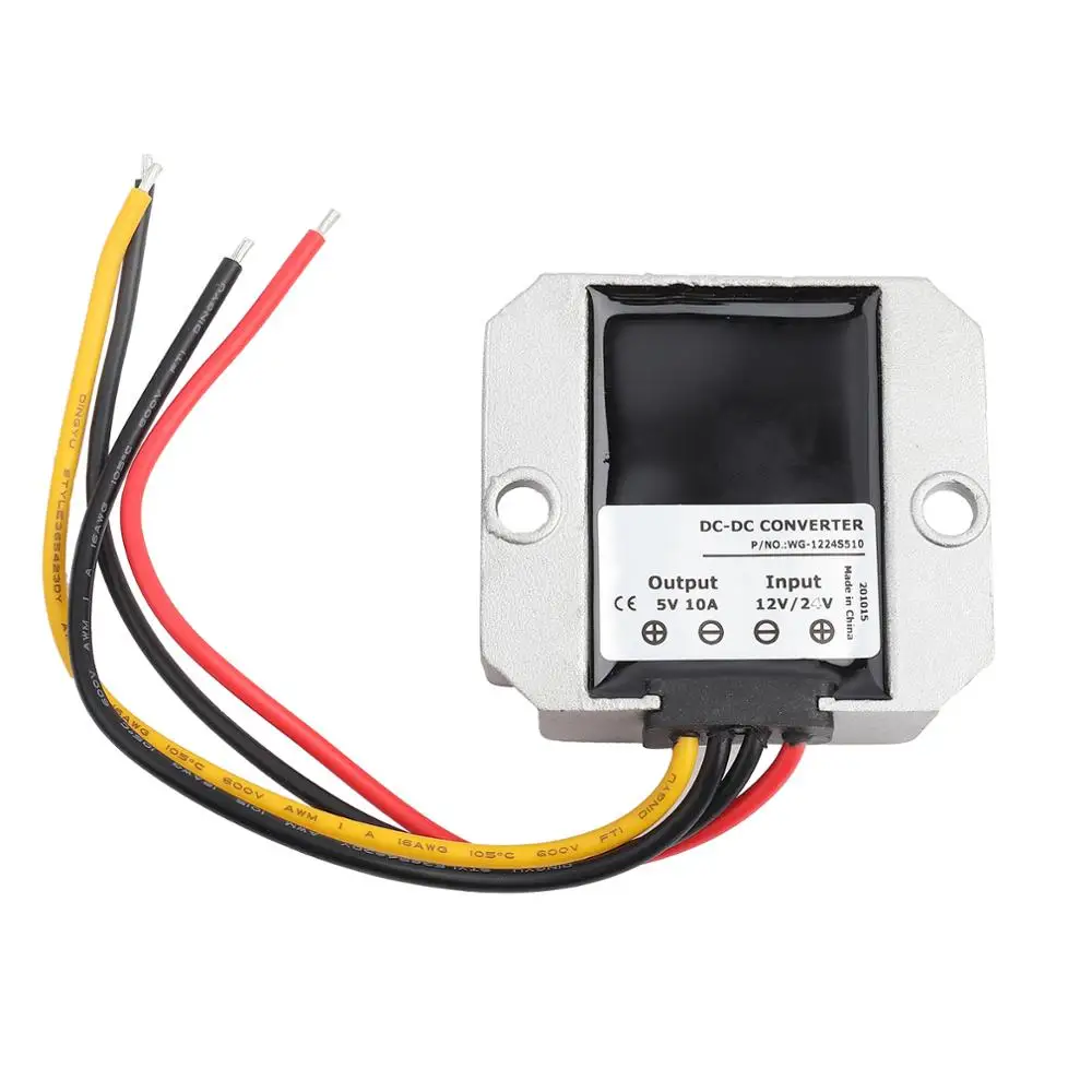 Водонепроницаемый IP68 DC преобразователь регулятор напряжения DC12V/24V до 5V 10A 50W