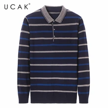 UCAK Brand Men Sweaters 2020 Fashion Casual Striped Sweaters Man Clothes Streetwear Turn-down Collar Pullover Clothing U1059