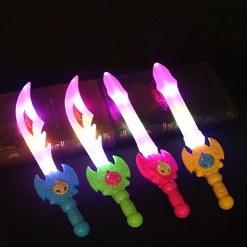 

1Pcs Cute cartoon luminous music sword children toy boy realistic animation LED colorful plastic simulation sword small gift toy