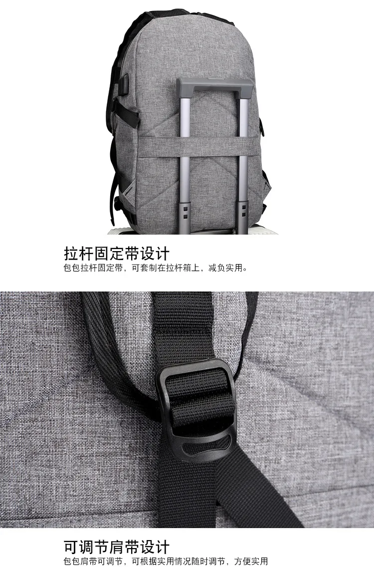 New USB Rechargeable Backpack, Business Backpack, Computer Bag, Multifunctional Anti-theft Bag for Men and Women