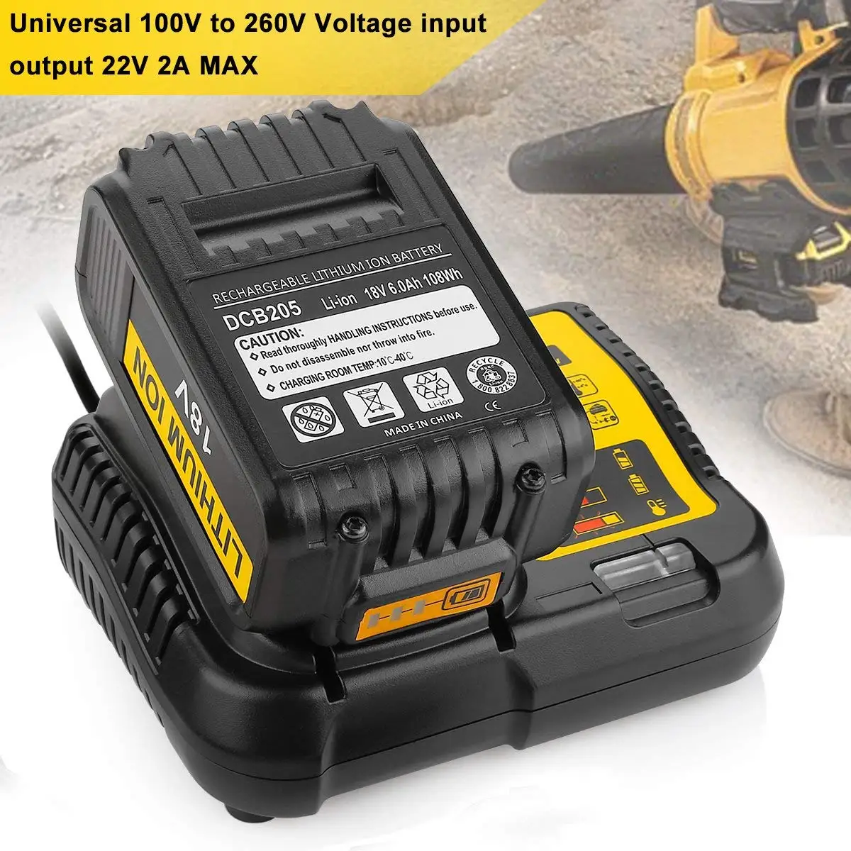 Универсальное литий-ионное зарядное устройство для Dewalt DCB105 DCB015 DCB105 Быстрая зарядка 10,8 В 14,4 в 18 в EU/US/UK вилка