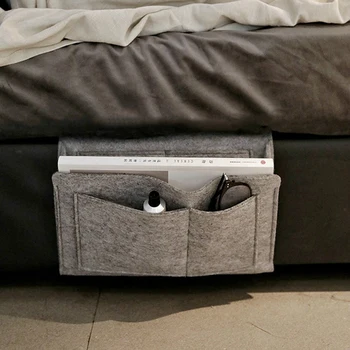 

Bedside Storage Bag Table Side Organizer Pocket Book Magazines Smartphone Holder