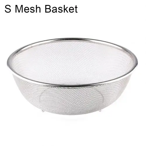 Mesh Basket S Нержавеющие сетчатые корзины из нержавеющей стали, ситечко для фруктов, риса, сито, дуршлаг, сито, чаши для хранения, прочный кухонный инструмент - Цвет: Mesh Basket S