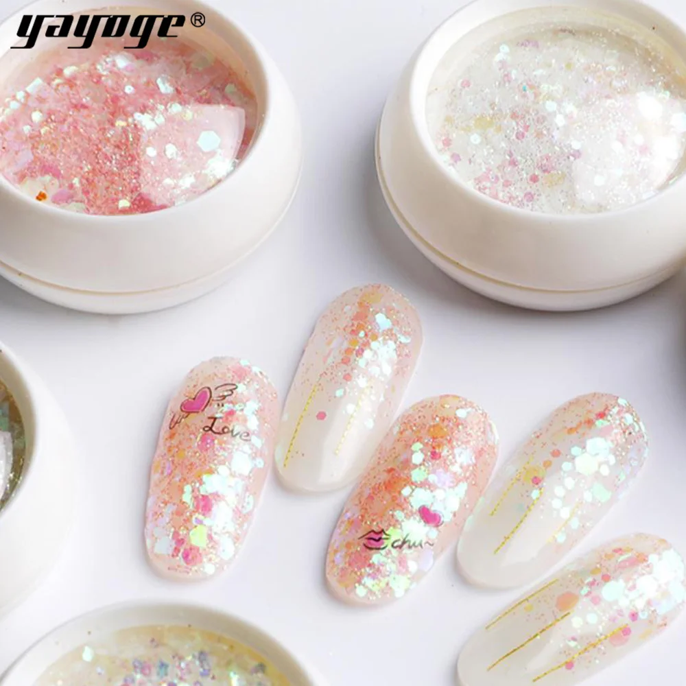 

Yayoge Nail Art Sequins Set Colorful Fingertip Decorations Eye Makeup Sequins Acrylic Decorating DIY Manicure Art Decorations