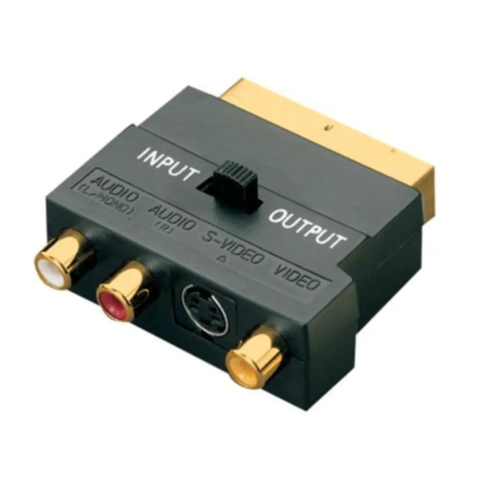 Адаптер SCART AV Block To 3 RCA Phono Composite S Video с переключателем In/Out Scart to SVHS Adapter для видео DVD
