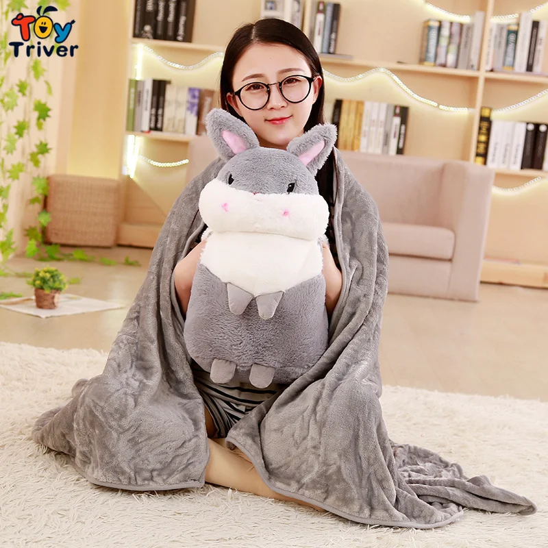 Kawaii Кролик плюшевая игрушка Triver портативное одеяло кукла руки грелка подушка дети мальчик девочка ковер офис Nap ковер подарок