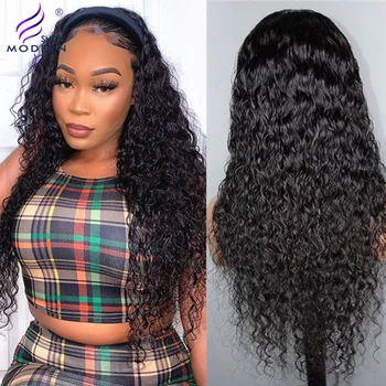 

Modern Show Brazilian Water Wave Wig 13x1 T Part HD Transparent Lace Part Human Hair Wigs For Women Pre Plucked Remy 150%