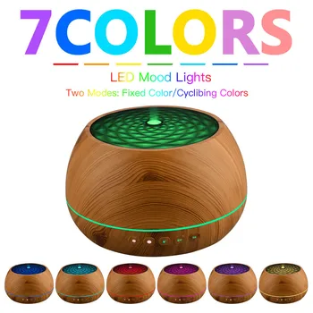 

1000ml Electric Humidifier Essential Aroma Oil Diffuser Ultrasonic Wood Grain Air Humidifier Mini Mist Maker 7 LED Light Home