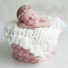 Cobertor para bebês, lançador de lã de crochê para recém-nascidos, adereços para fotografia, cobertor granulado