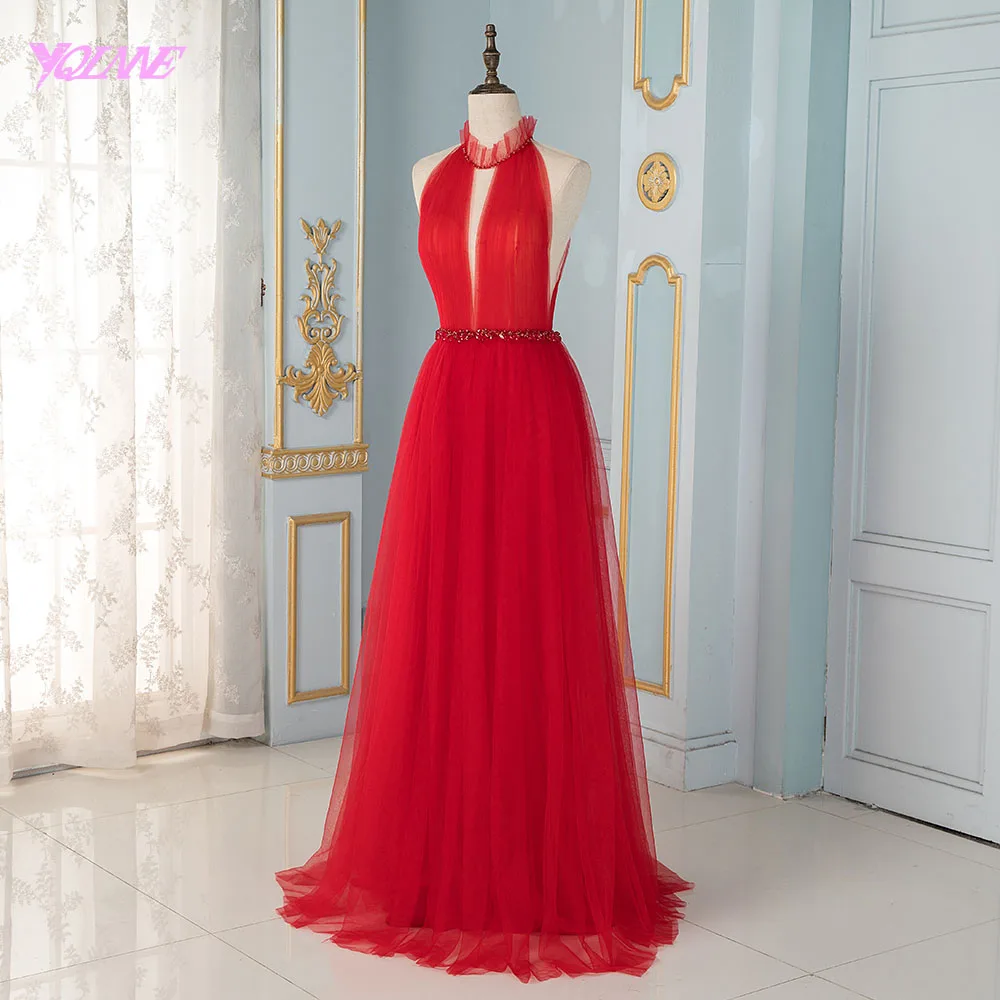 YQLNNE элегантные красные вечерние платья с высоким вырезом длинное строгое платье Вечерние вечернее платье De Soiree