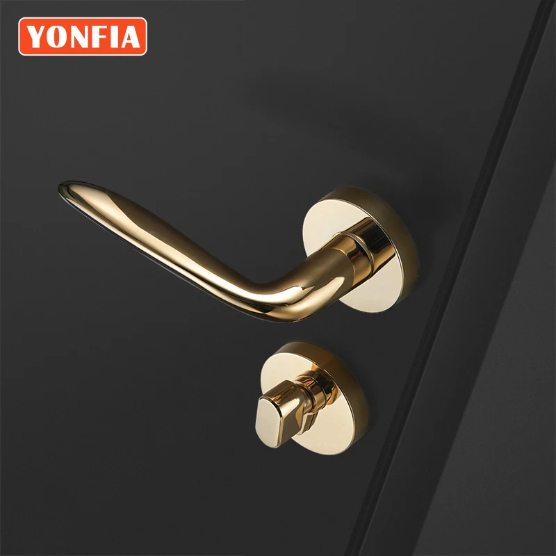 

YONFIA 8042 современный роскошный PVD золото Внутренний дверной для дома ручка Золото Спальня Концевая фреза для вырезания гнезд для дверная ручка рычага переключения передач для Комплектующие дверей