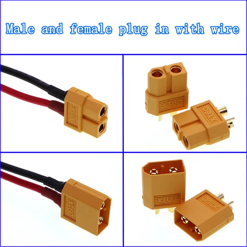Wire Connector 10cm-1m XT60 Battery Male Female Model airplane 30A high current Plug 12AWG Soft cable for 11.1v 14.8v 22.2v battery
