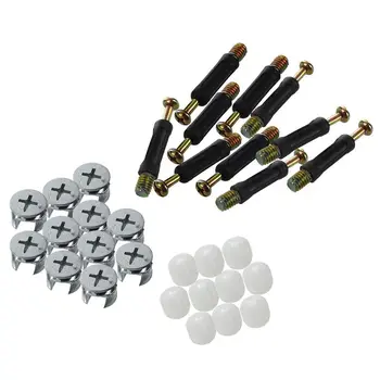 

10 Sets Furniture Side Connecting 15 x 12mm Cam Fitting Dowel Pre-inserted Nut