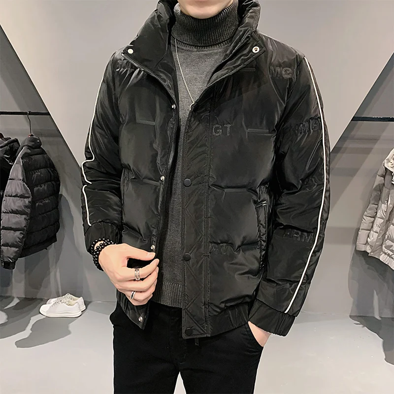 Down jacket men's casual winter coat loose fashion men's stand-up collar down jacket white duck down warm coat for adult jacket