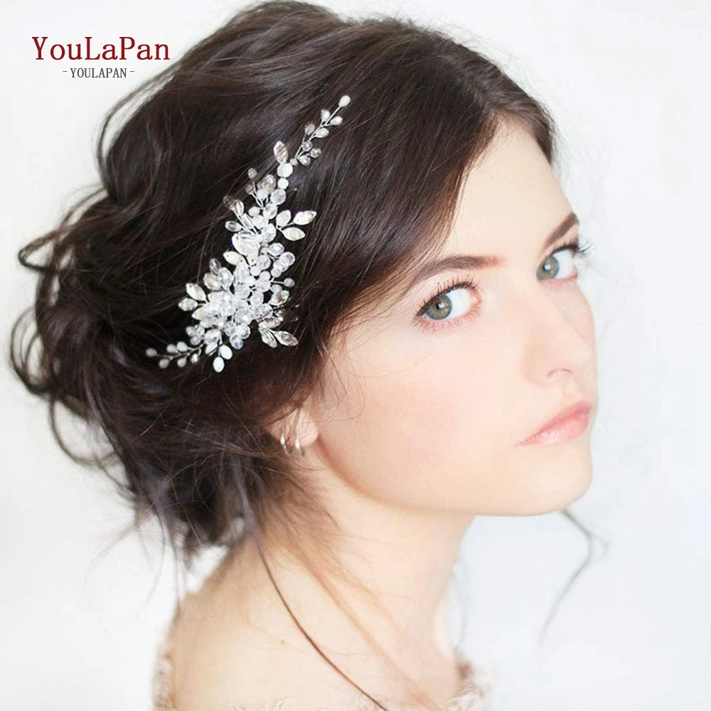 TOPQUEEN Wedding Hair Vine Bridal Hair Accessories Headpieces Diamond and Crystal Clips Comb Pearl Bride Jewelry