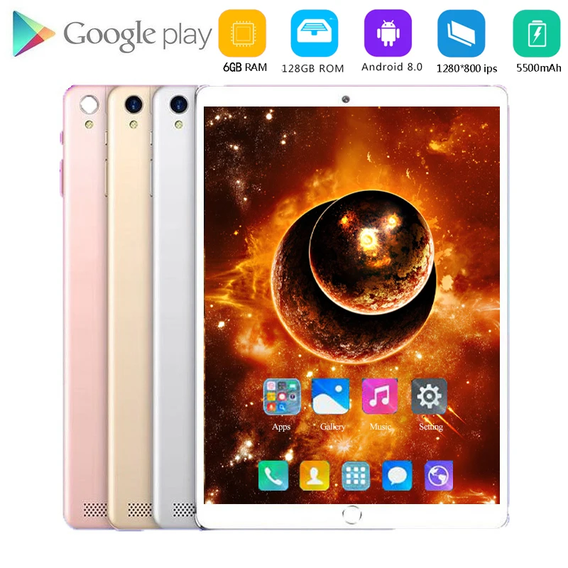 

10.1 Inch Kids Tablets Android 8.0 MT6753 8 Octa Core Ram 6GB ROM 128GB 5MP 3G 4G LTE SIM Tablet PC Wifi GPS bluetooth 4G phone