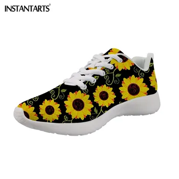 

INSTANTARTS Summer Sunflower Print Flat Sneakers Women Lightweight Running Shoes for Teenage Breathable Vulcanized Shoes Zapatos